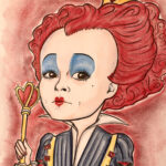 A caricature of Helena Bonham Carter as the Red queen by Brandy